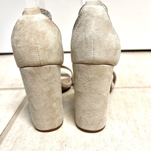 STEVE MADDEN Kalina Embellished Suede Ankle-Strap Sandals cream size 10M - Picture 7 of 10